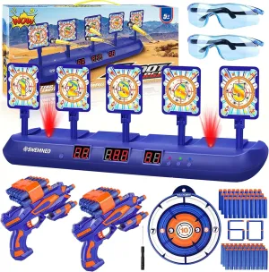 Digital Shooting Targets for Nerf Guns Practice Toy, Upgrade 5 Targets Auto Reset 3 Game Mode Electronic Scoring, Ideal Fun Gifts Toys for Age 5,6,7,8,9,10,11,12,13  Year Old Kids/Boys/Girls