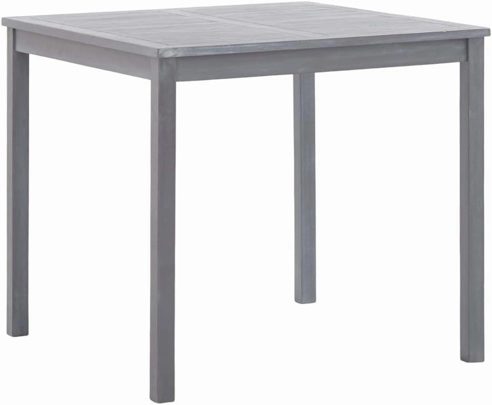 Dining Table Durable Solid Acacia Wood, Grey Outdoor Furniture for Kitchen, Picnic, Camping, Hallway, Farmhouse, 31.5x31.5x29.1 in