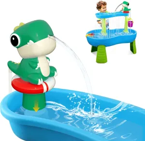 Dinosaur Battery Powered Water Table Pump Continuous Flow for Water Tables - Cordless, Rechargeable Outdoor Play Accessories for Kids,No Damage Installation (Green)