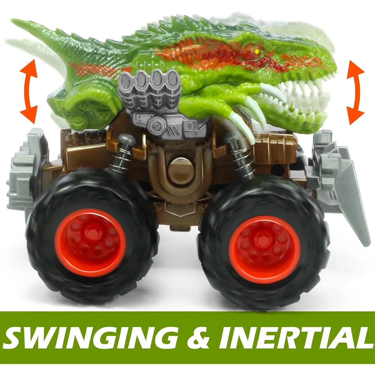 Dinosaur Car Toys for Kids 3-5 Friction 1 Pack Velociraptor Push and Go Car Monster Truck Dinosaur Toy Birthday Gift 209-G2