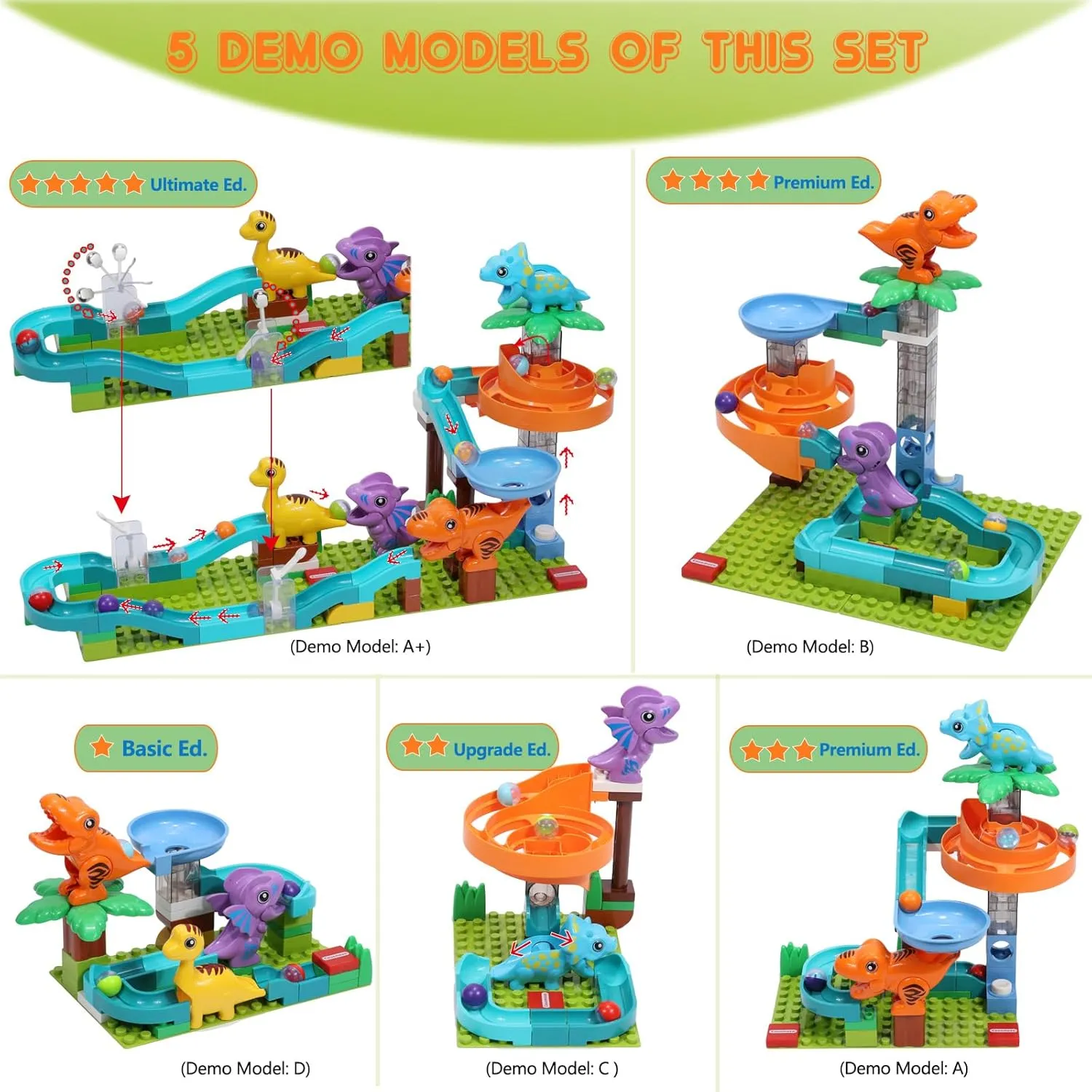 Dinosaur Marble Run Building for Kids: 3 4 5 6 7 8 Years Old Classic Big STEM Building Blocks for Kids - Montessori Toy for Preschool Nursery - Christmas Birthday Gift for Boys Girls