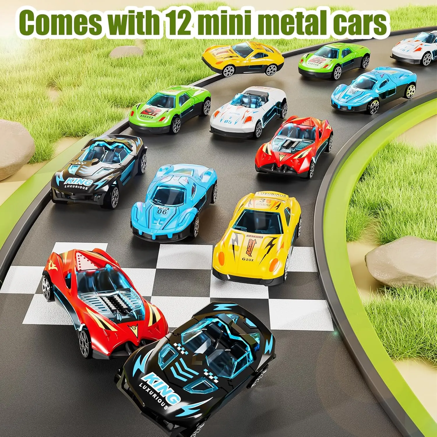 Dinosaur Planet Truck Toys for Boys 3 4 5 6 7 8 Year Old - 2 Layer Transformed Dinosaur Transport Car Carrier Truck with 12 Diecast Race Cars, Car Track Set for Kids 3-5, Birthday Gifts Toys(Green)