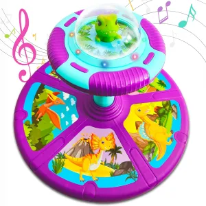 Dinosaur Sit and Spin Toys for Toddlers 2 3 4 Years Old, Christmas Birthday Gift for Kids Boys Girls, Kids 360° Spinning Seat with LED Light & Music, Toddler Toys for Kids 18  Months