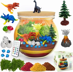 Dinosaur Gifts for Boys -Dinosaur Terrarium Kit for Kids 4-8, Night Light Craft Kit, DIY Dinosaur Gifts for Kids Arts and Crafts DIY Nightlight Project Novelty for Boys Age 6-12