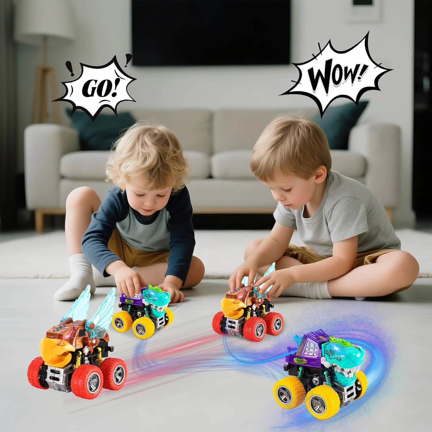 Dinosaur Monster Truck for 15 Year Old Boys, Push & Pull Friction Powered Dinosaur Monster Truck Vehicles, Birthday Gifts
