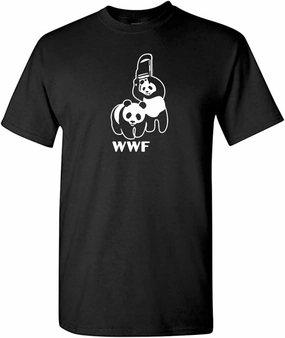 DIRTYRAGZ Men's WWF Funny Panda Bear Wrestling T Shirt Black