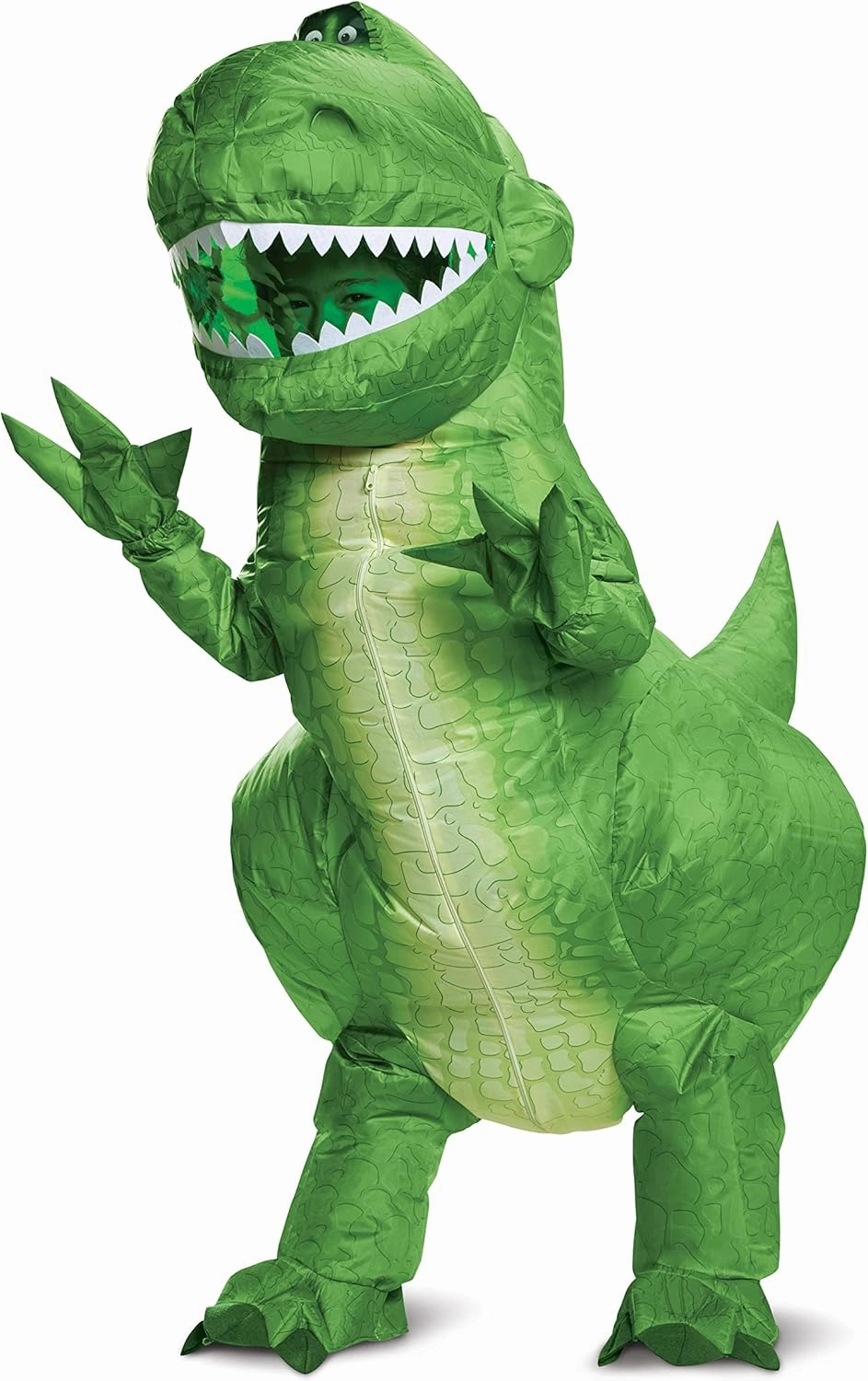 Disguise Rex Inflatable Costume for Kids, Official Disney Toy Story Inflatable T Rex Costume with Fan, Child Size Up to 7-8, Green