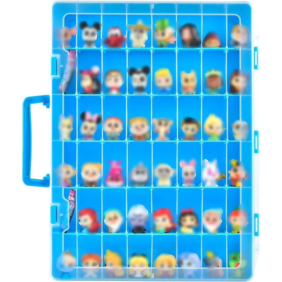 Disney Doorables Collection Minifigure Compatible Display Case Toy Storage Organizer Container for MGA Entertainment Miniverse Multipeak Village Peak Characters (Box Only) - Blue