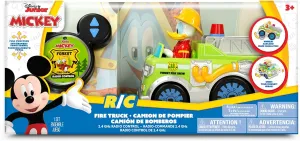 Disney Junior: 9" R/C Donald Duck Firetruck Forest Services – Green Light-Up Toy Rescue Vehicle, Spins-Wheelies, EZ Pushbutton Remote Control, Kids 3 