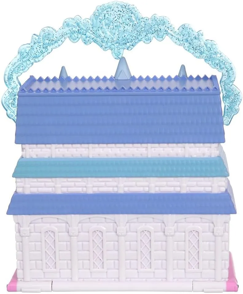 DISNEY STORE Official Frozen Castle Micro Play Set, Micro Toy Set Includes Elsa, Anna & Olaf Micro Figures, Travel Toy Portable Playset with Handle, Travel Toys with Surprise Reveals