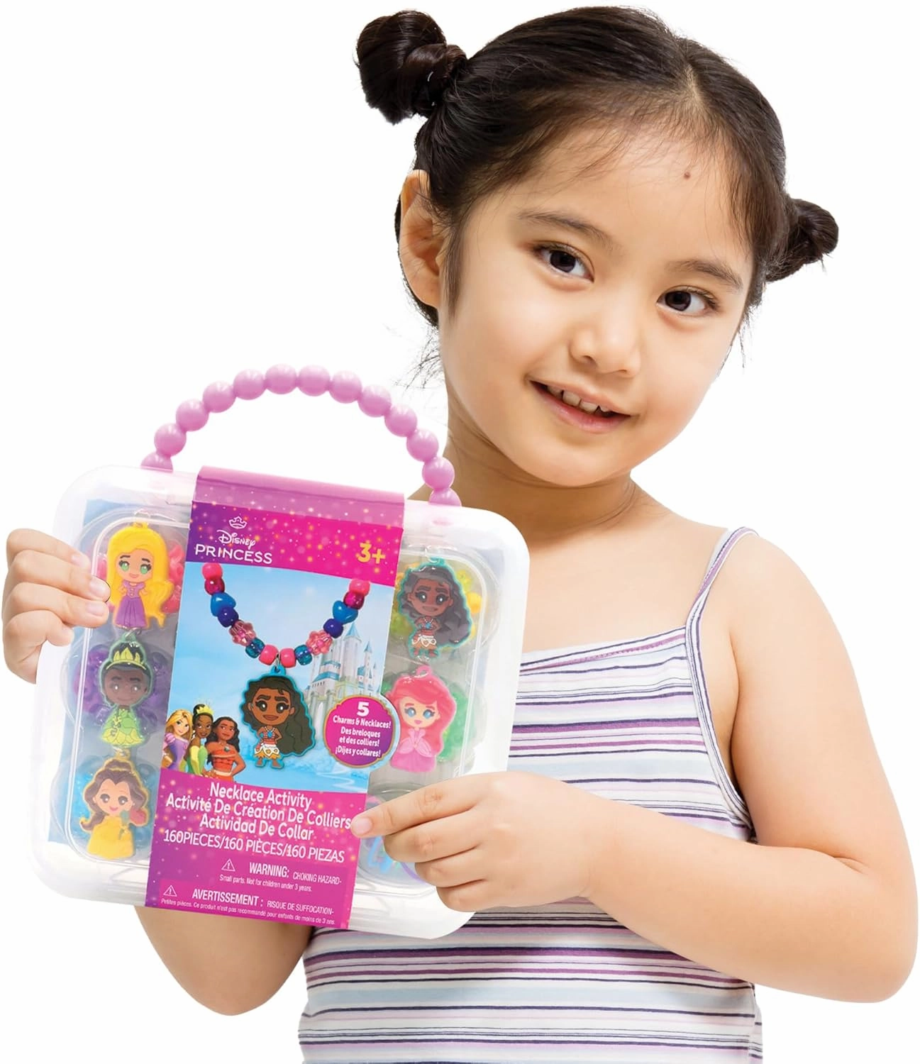 Disney Princess Necklace Activity, 160-Piece Jewelry Making Kit, Preschool Arts and Crafts, Kids Toys for Ages 3 Up