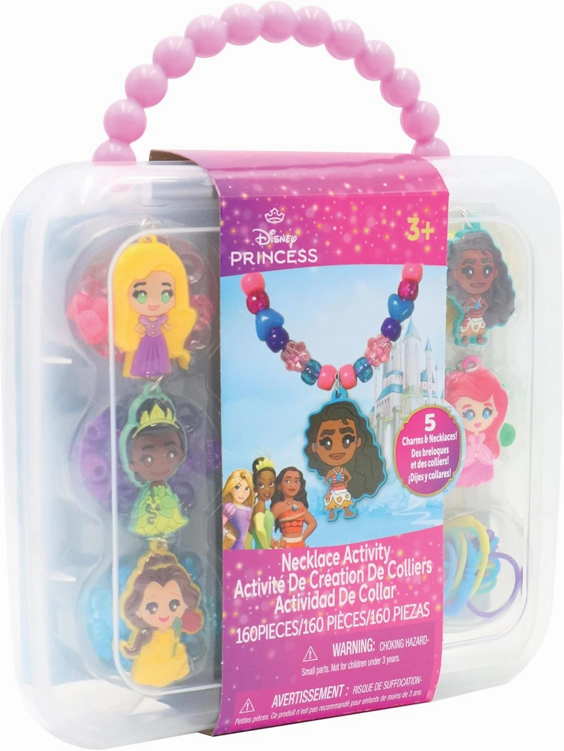 Disney Princess Necklace Activity, 160-Piece Jewelry Making Kit, Preschool Arts and Crafts, Kids Toys for Ages 3 Up