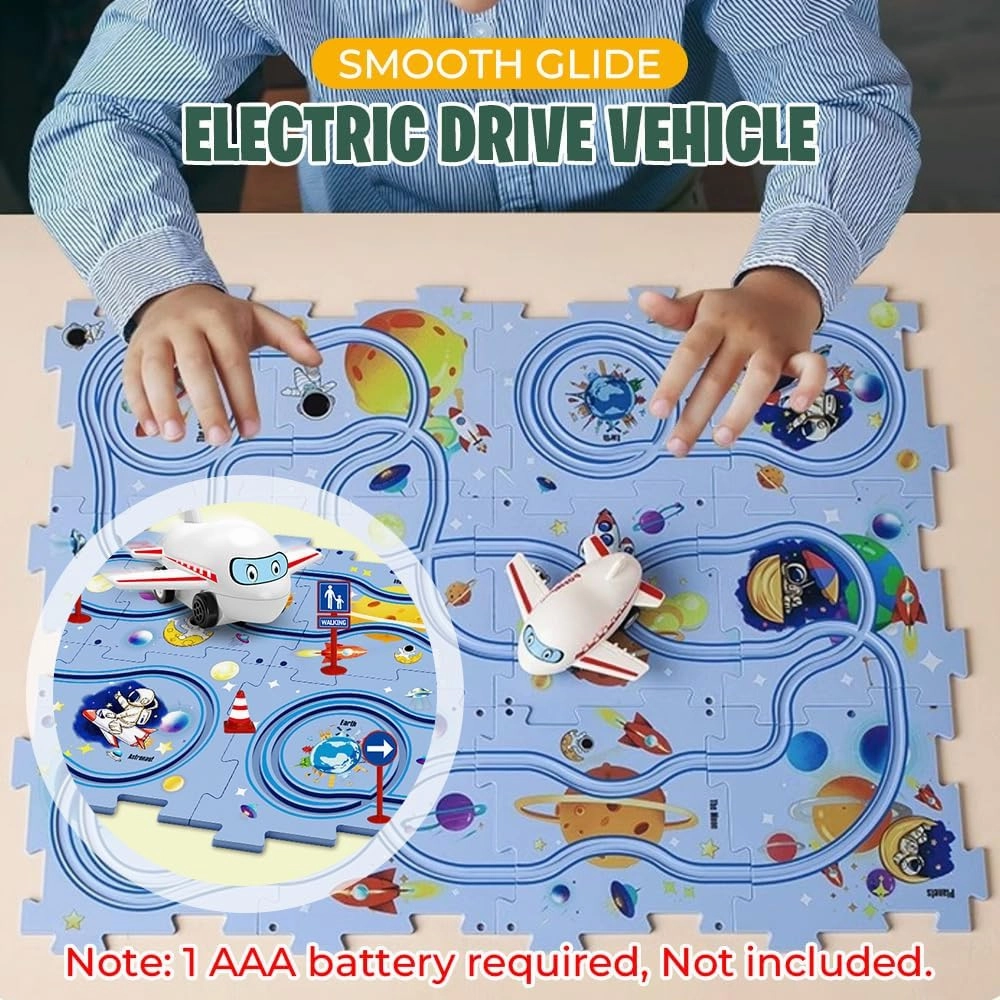 DIY Assembling Electric Trolley, 2023 New Children's Educational Puzzle Track Car Play Set, RailCar Building Toys Vehicle & Board, Set with Vehicles for Toddler Kids 25PCS