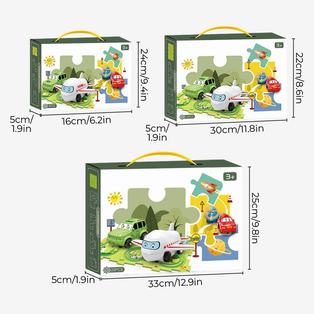 DIY Assembling Electric Trolley 2023 New Children's Educational Puzzle Track Car Play Set RailCar Building Toys Vehicle & Puzzle Board Puzzle Track Play Set with Vehicles Toddler Kids 25PCS