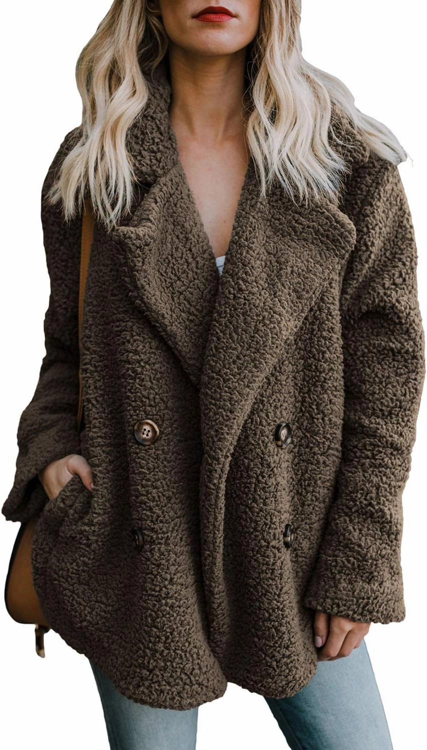 Dokotoo Womens 2024 Winter Fleece Teddy Bear Sherpa Jacket Coats with Pockets