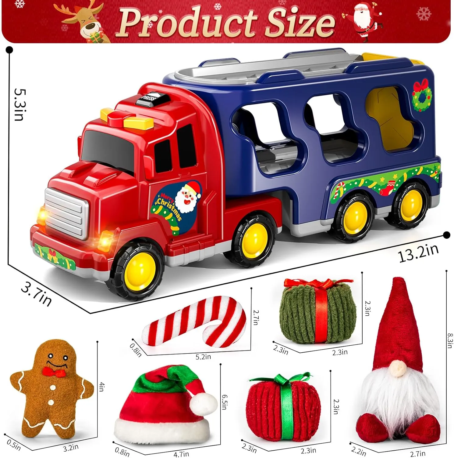 Doloowee Christmas Gingerbread Man Gingerbread ManTruck Toys for 3 4 5 6 Year Olds Toy Car Christmas Birthday Gifts for Boys & Girls 3-5 Years Old