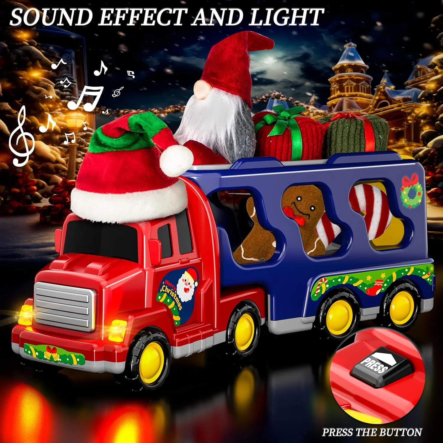 Doloowee Christmas Gingerbread Man Gingerbread ManTruck Toys for 3 4 5 6 Year Olds Toy Car Christmas Birthday Gifts for Boys & Girls 3-5 Years Old
