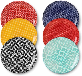 DOWAN 10.5" Large Dinner Plates Set of 6, Ceramic Salad Plate, Microwave, Oven & Dishwasher Safe, Colorful Design Perfect for Party Dessert, Wedding Appetizer, Birthday, Mothers Day Gifts
