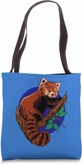Drawing of a panda bear on tree - red panda Tote Bag