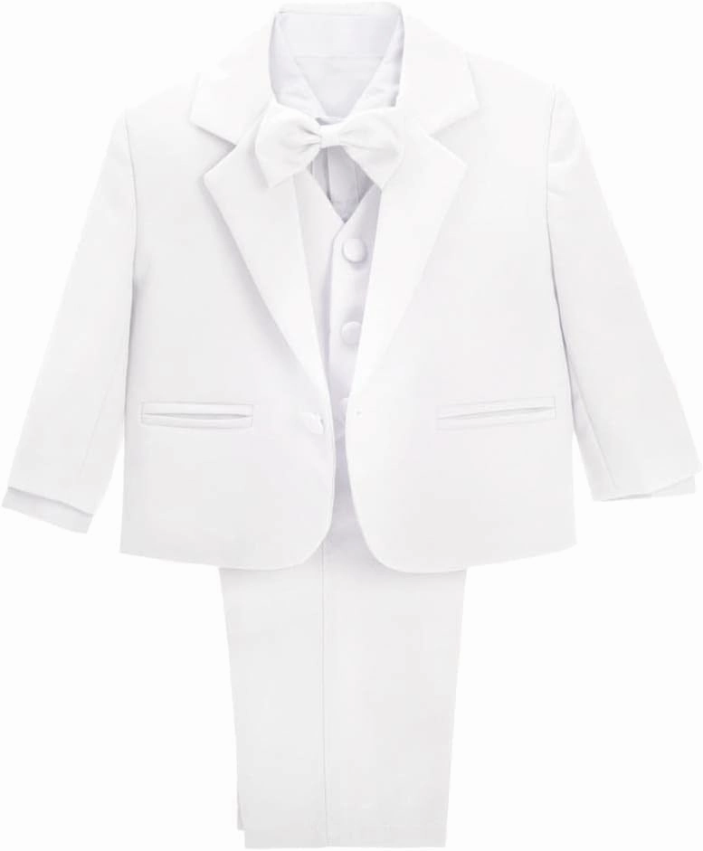 Dressy Daisy Baby Toddler Boy 5 Pcs Set Formal Tuxedo Suits No Tail Wedding Christening Baptism Outfits