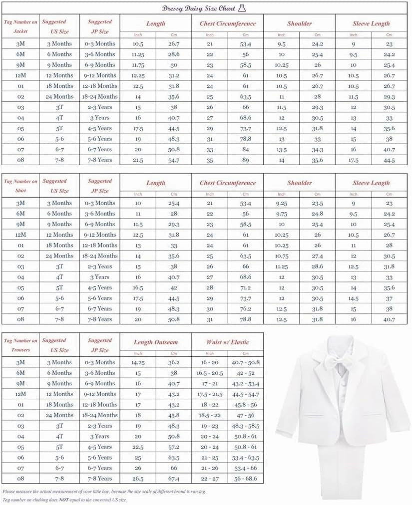 Dressy Daisy Baby Toddler Boy 5 Pcs Set Formal Tuxedo Suits No Tail Wedding Christening Baptism Outfits