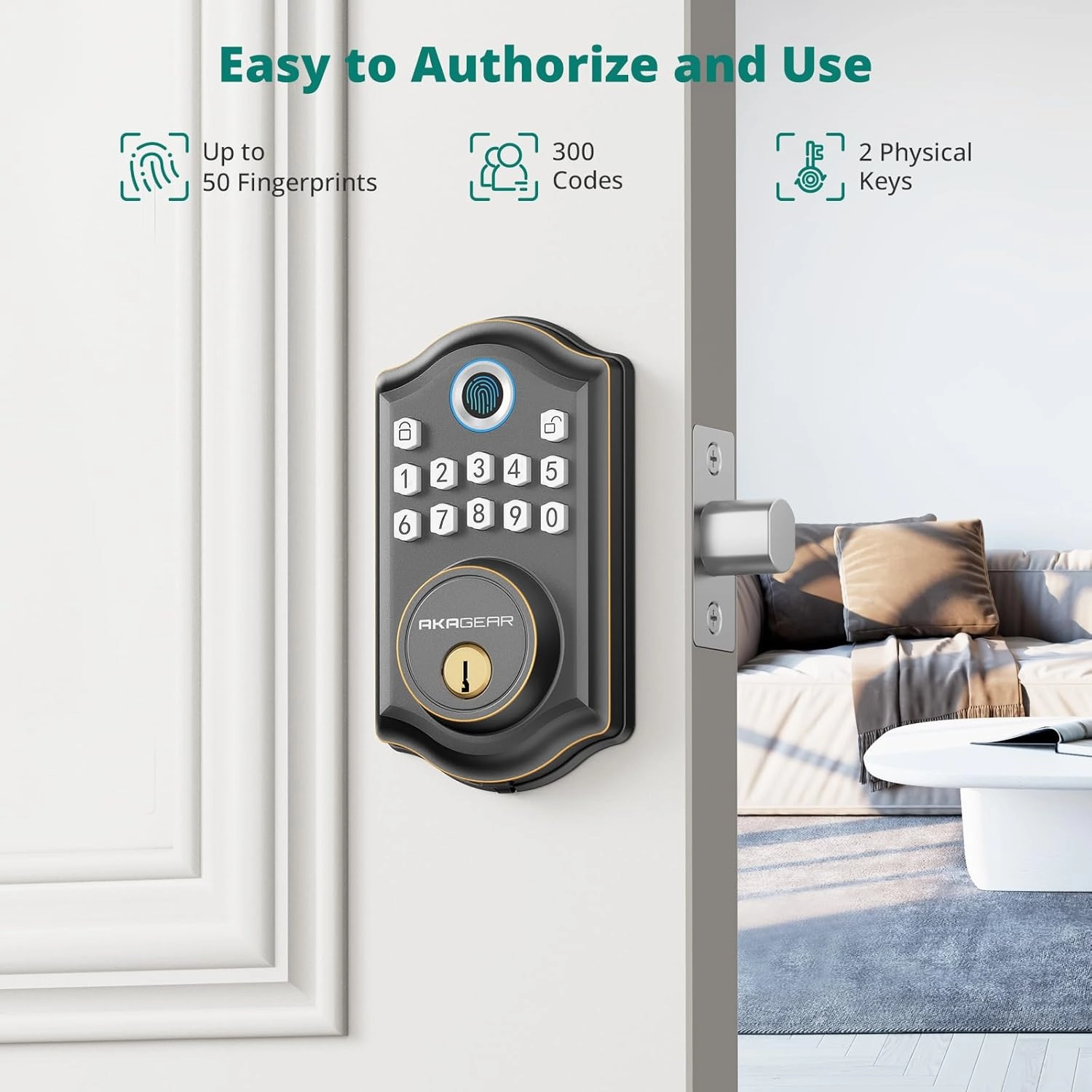 DS10 Pro Keyless Entry Door Lock, Fingerprint Door Lock, Electronic Keypad Lock, Smart Deadbolt, Smart Lock for Front Door, Auto-Lock & One Touch Locking with Bluetooth - Oil Rubbed Bronze