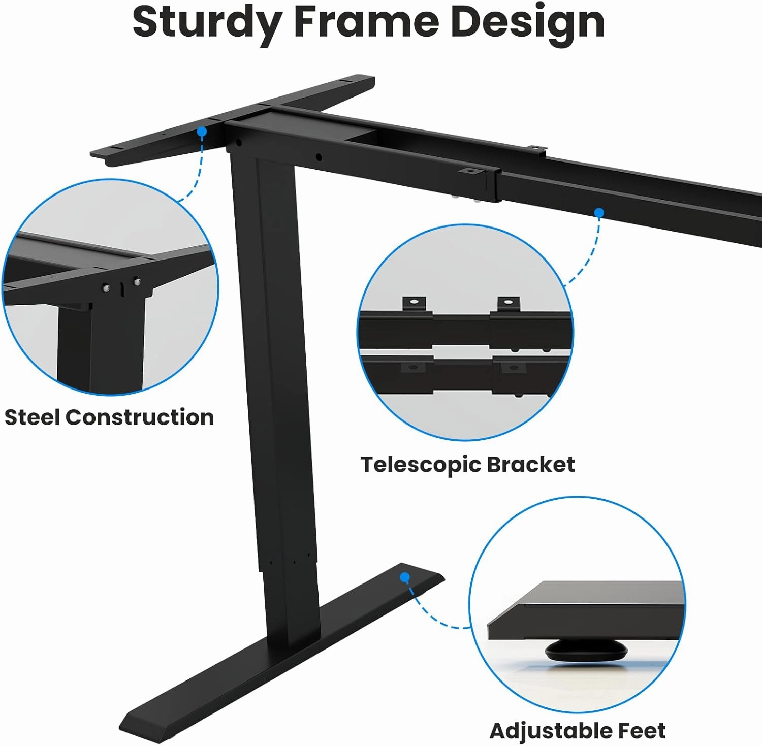 Dual Motor Standing Desk Frame- Height Adjustable Electric Desk Legs, Heavy Duty Sit to Stand Up Desk Base, 4 Memory Settings Controller for Adjustable DIY Desktop, Over 300 lbs Load Capacity