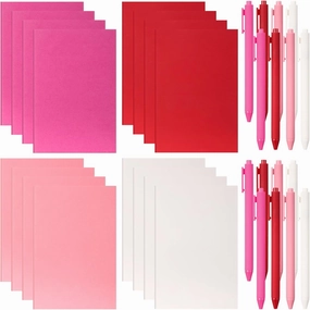 Eaasty 12 Sets A5 Lined Notebooks with Ballpoint Pens Colorful Journals Notebooks and Pens Bulk 5.5 x 8.3 Inches Ruled Lined Journals for Writing School Office Supplies, 30 Sheets/60 Pages, 4 Colors