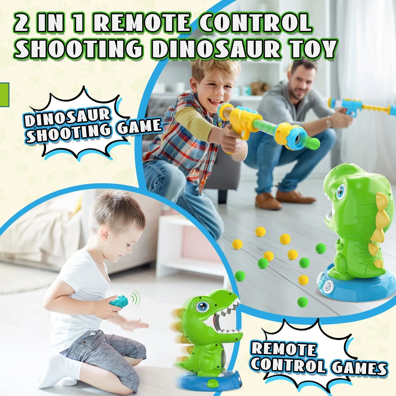 EagleStone Remote Control Movable Shooting Dinosaur Toys for Kids 3-5,5-7,Electronic Dino Shooting Game with Spay & Auto Scoring, Light & Sounds,Party Favors,Toys for 3,4,5 6,7 8 Year Old Boys& Girls