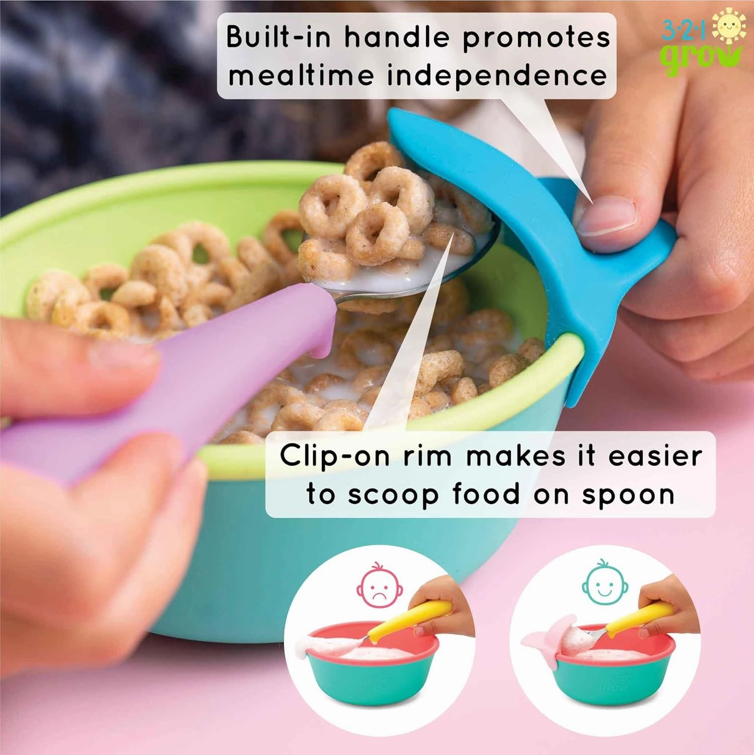 Easy Scoop & Hold Bowl Set • Silicone bowl for babies, toddler, kids • Set of 2 bowls | 6 mo  | Dishwasher and microwave safe