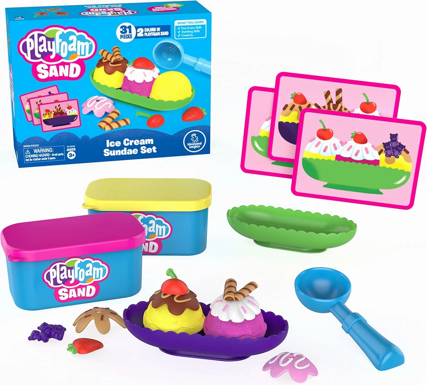 Educational Insights Playfoam Sand Ice Cream Sundae Set, Play Sand, Sensory Toy, Gift for Kids Ages 3 