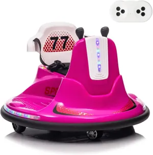 Electric Ride On Bumper Car for Kids Bumping Car with Remote Control, Safety Belt, Flashing Lights, Music, 360° Spin Ride On Toy for Toddlers, Boys, and Girls, Pink