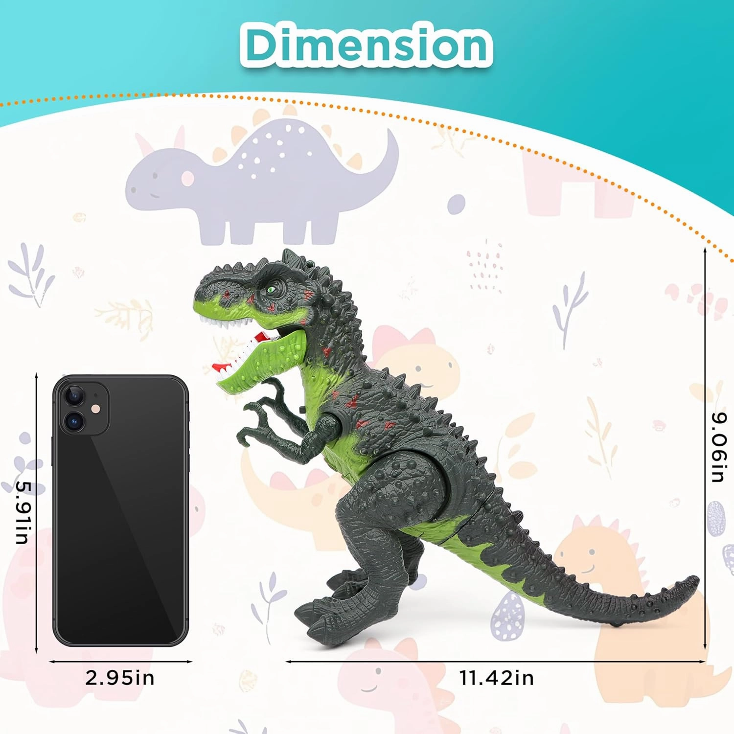 Electric Walking Dinosaur Toys for Kids - Small Tyrannosaurus with Detachable Tail Simulated Flame and Realistic Sounds, Best Dino Gifts for Boys & Girls 3-5 5-7