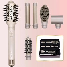 ELLA BELLA® 6 in 1 Professional Hot Air Styler • Powerful Hair Dryer & Straightener Set • Styling Without Heat Damage • Fast Drying Curling Volumizing Straightening • Includes Protective Travel Case