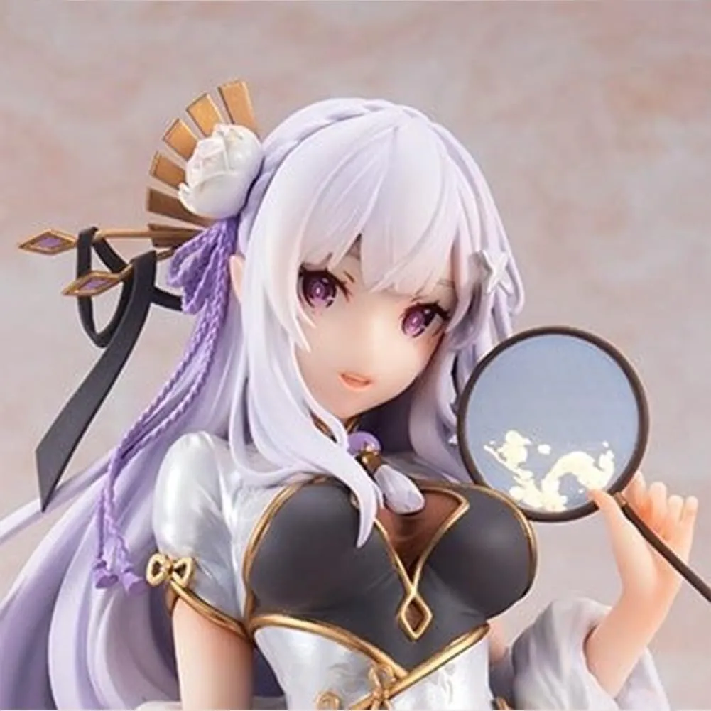 Emilia Figures, Re:0 Rem/Remu Anime Figure Statues Anime Action Figurine Ornaments for Fans 23CM/9.1INCH