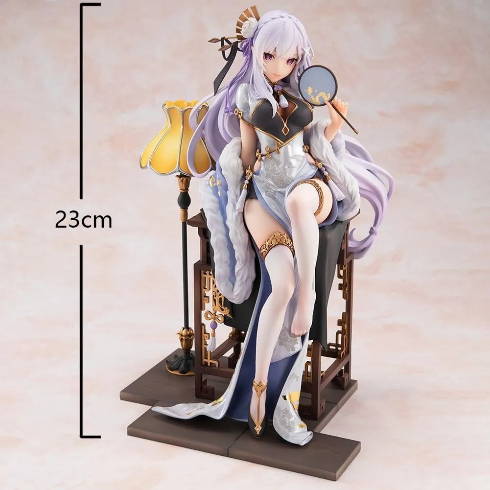 Emilia Figures, Re:0 Rem/Remu Anime Figure Statues Anime Action Figurine Ornaments for Fans 23CM/9.1INCH