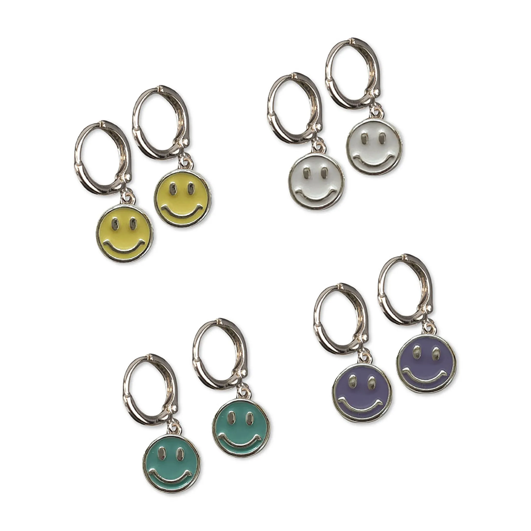 Enamel Smile Huggie Earrings