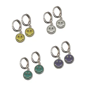 Enamel Smile Huggie Earrings