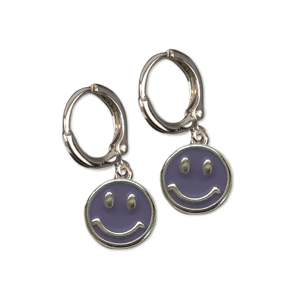 Enamel Smile Huggie Earrings
