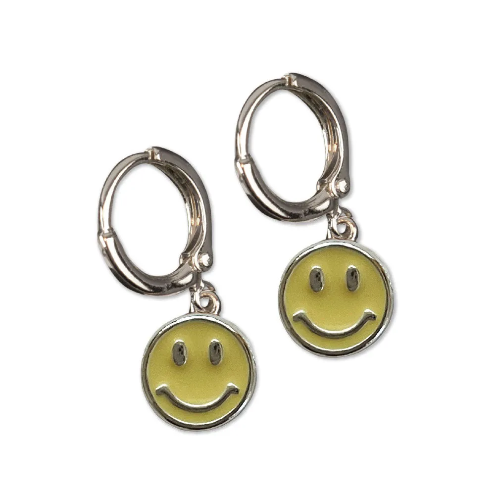 Enamel Smile Huggie Earrings