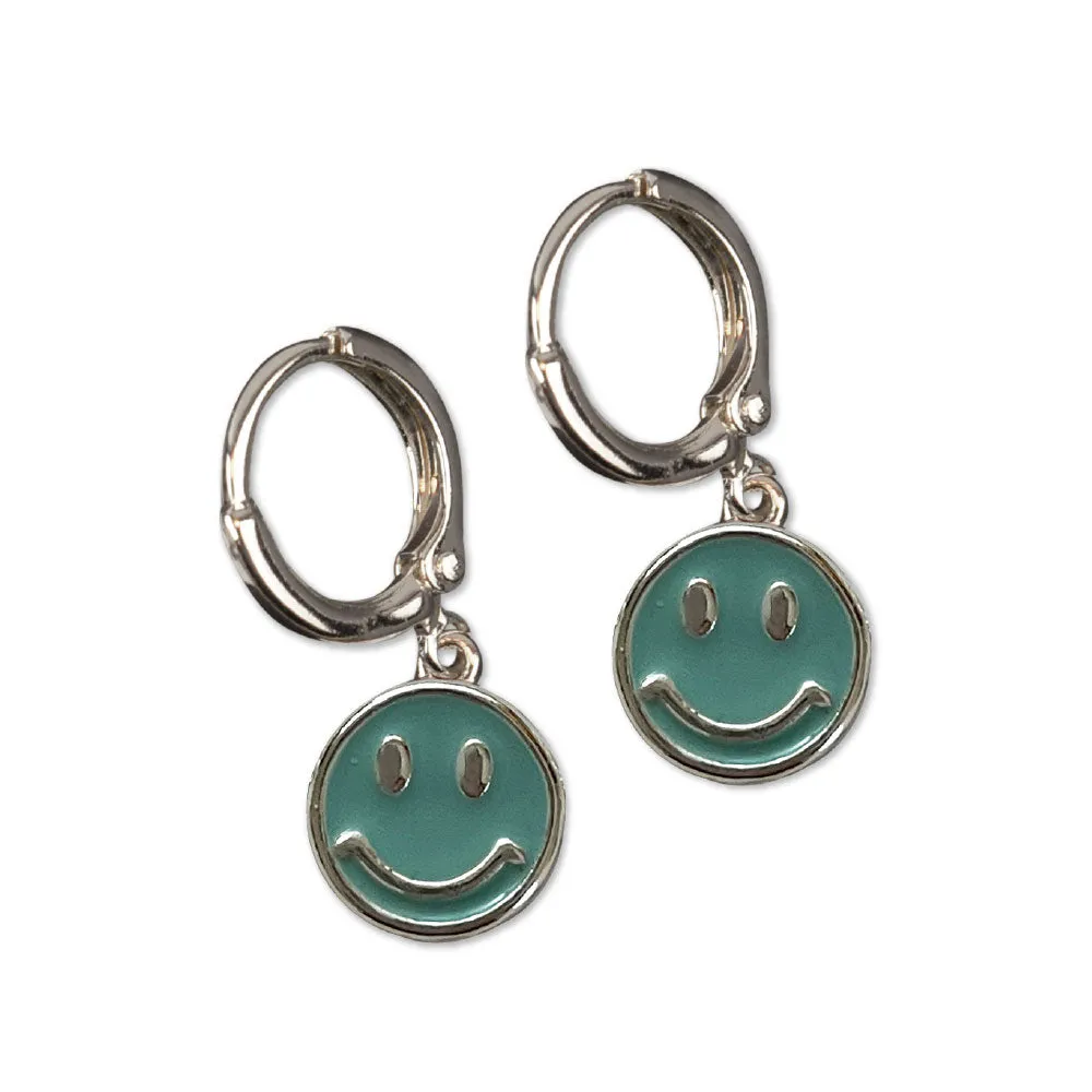Enamel Smile Huggie Earrings