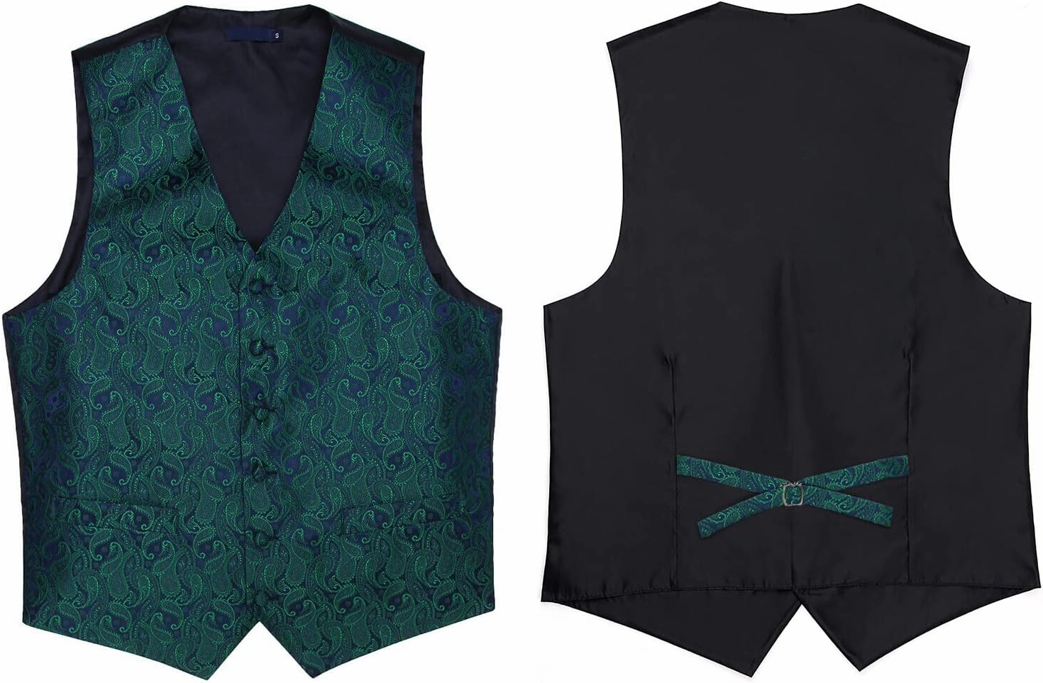 Enlision Mens Vest Tie Set Paisley Vest and Necktie Pocket Square 3pc Formal Dress Waistcoat for Suit or Tuxedo