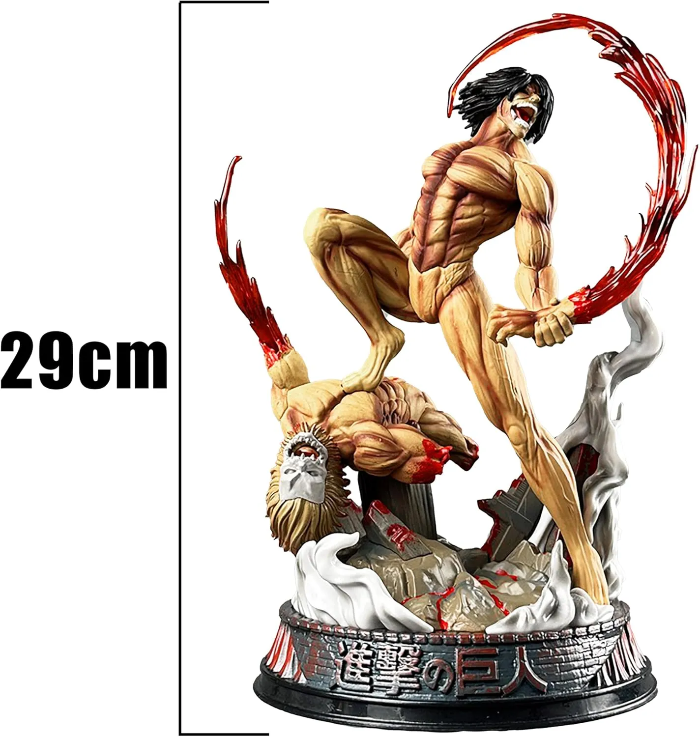 Eren Jaeger Figures Eren Jaeger Anime Figure Battle Fighting Scene PVC Anime Action Figurine 29CM
