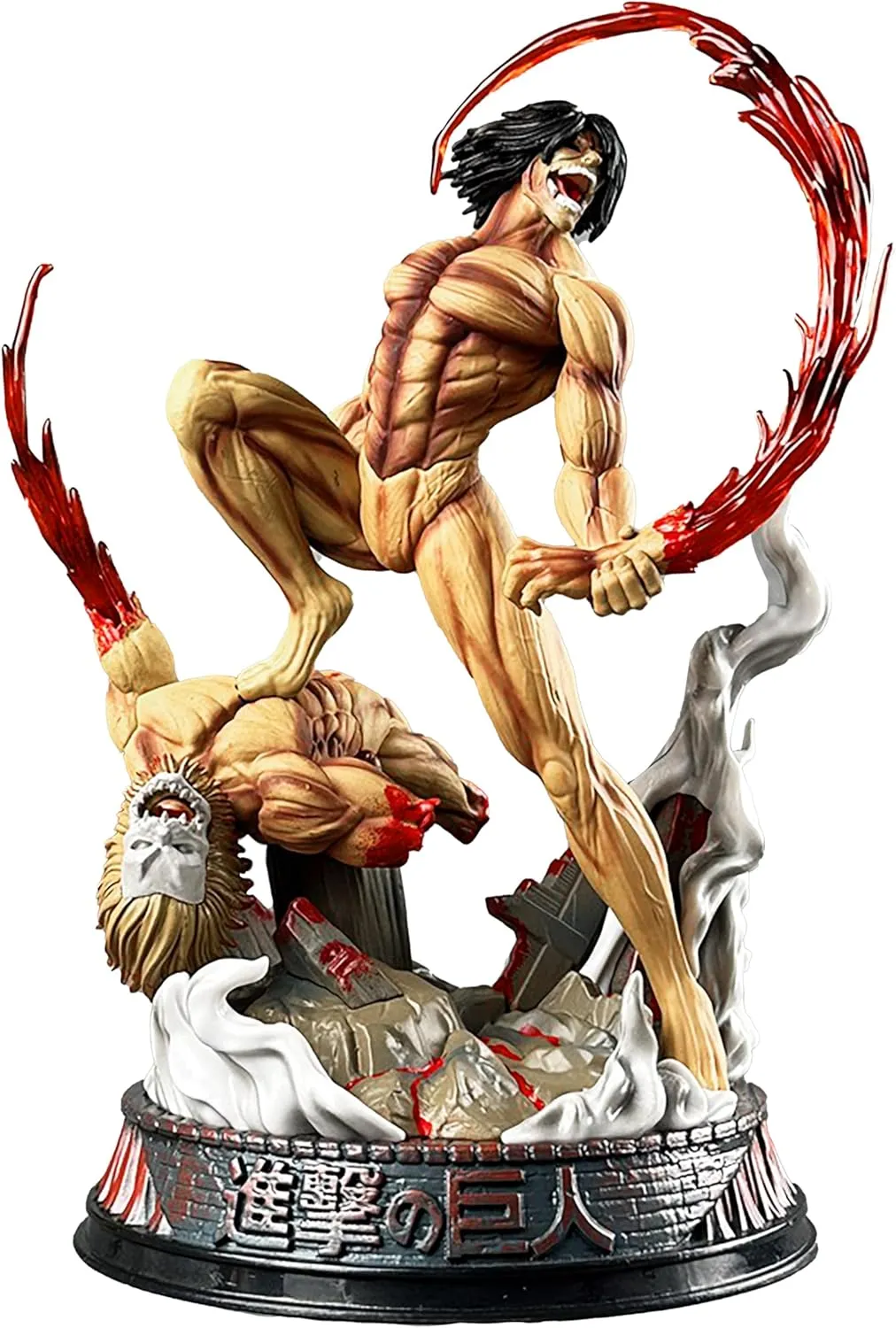 Eren Jaeger Figures Eren Jaeger Anime Figure Battle Fighting Scene PVC Anime Action Figurine 29CM