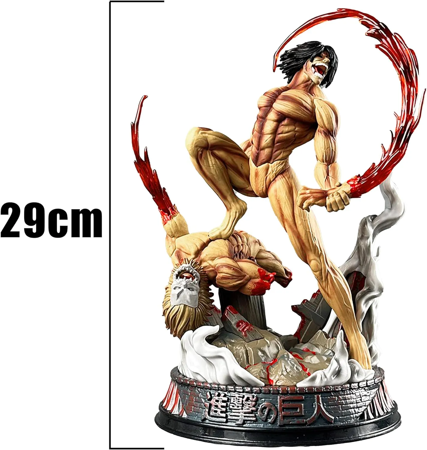 Eren Jaeger Figures Eren Jaeger Anime Figure Battle Fighting Scene PVC Anime Action Figurine 29CM