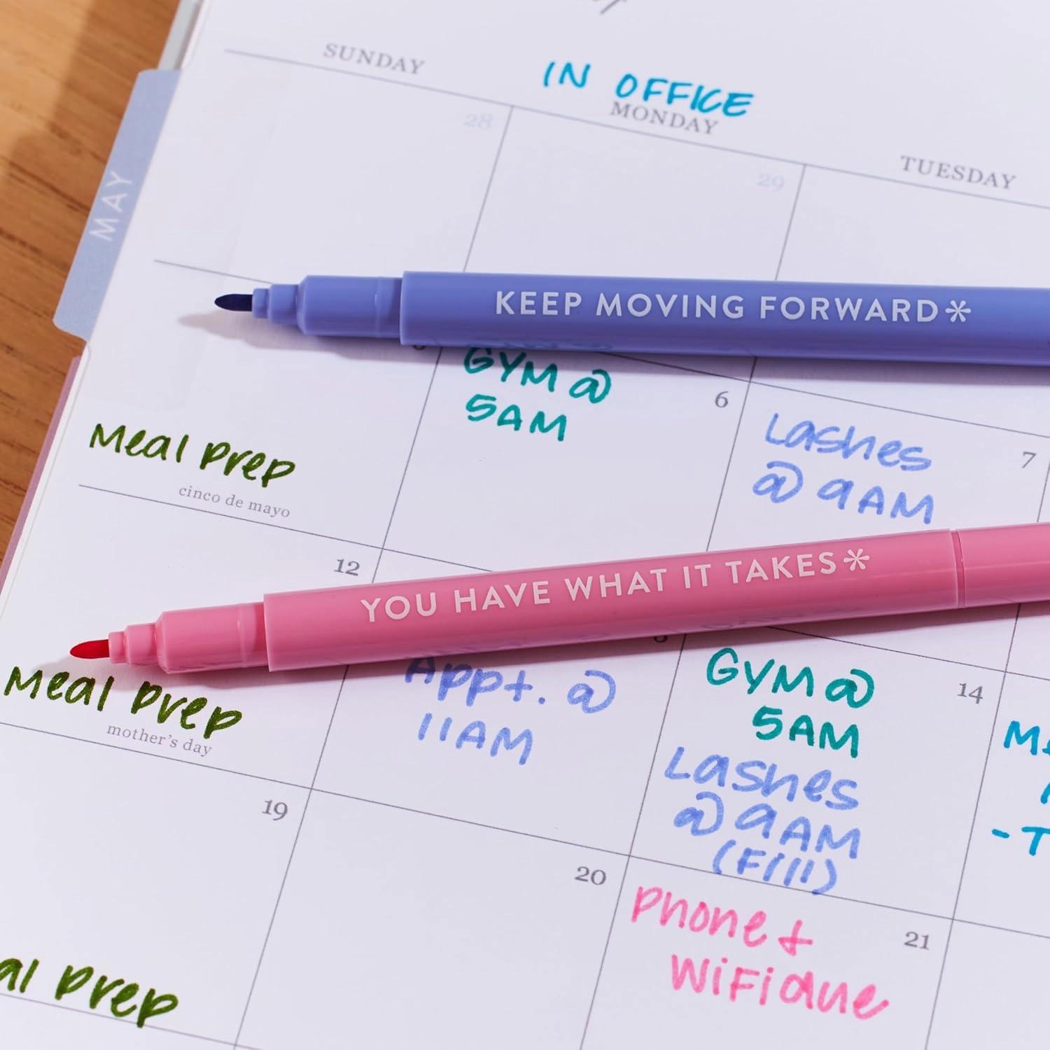 Erin Condren Colorful Wellness-Themed Dual-Tip Markers 6-Pack with Motivational Markers Set Featuring Wellness Prompts and Inspiration