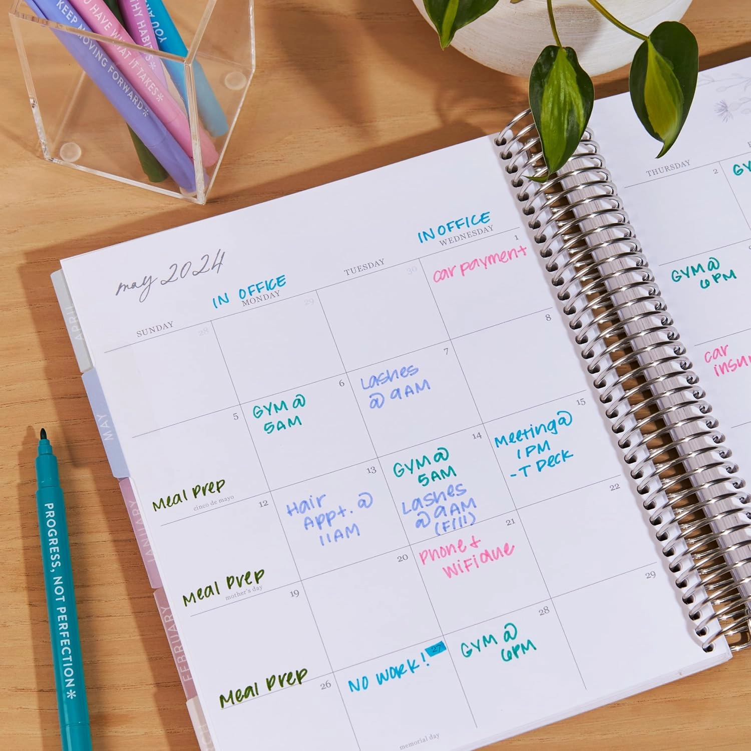 Erin Condren Colorful Wellness-Themed Dual-Tip Markers 6-Pack with Motivational Markers Set Featuring Wellness Prompts and Inspiration