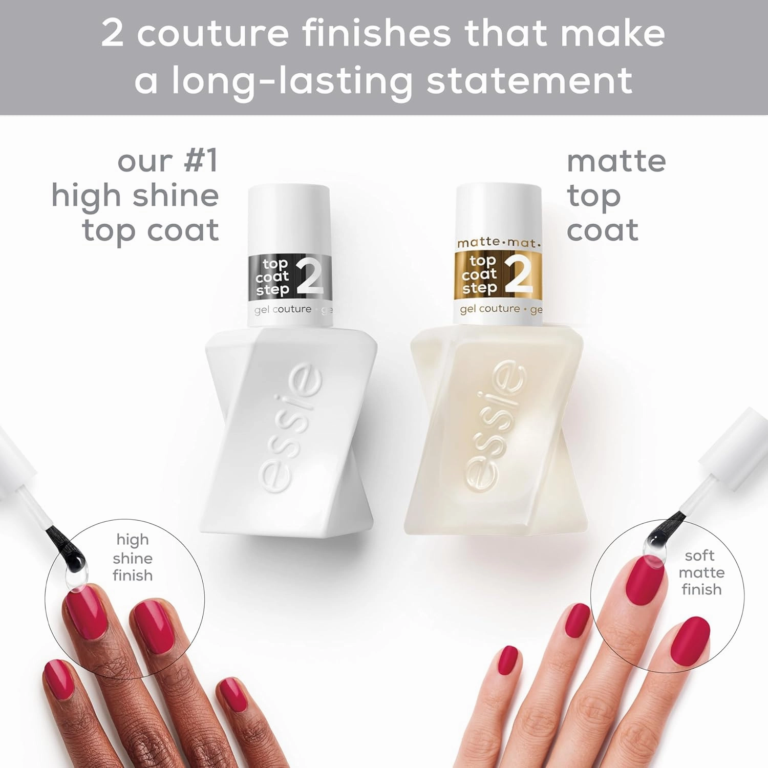 Essie Gel Couture Longwear Top Coat Duo Set, Glossy High Shine Chip-Resistant Gel-Like Top Coat, Gifts For Women And Men, 0.92 Fl Oz