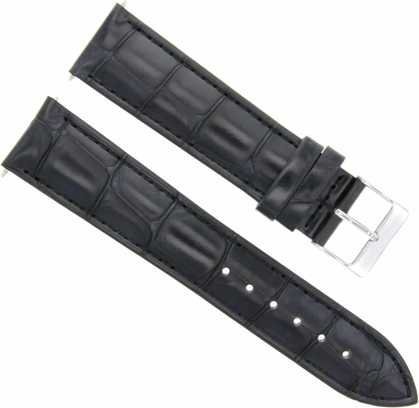 Ewatchparts 22mm Italian Leather Watch Band Strap Compatible With Tissot Valjoux Chrono Automatic Black