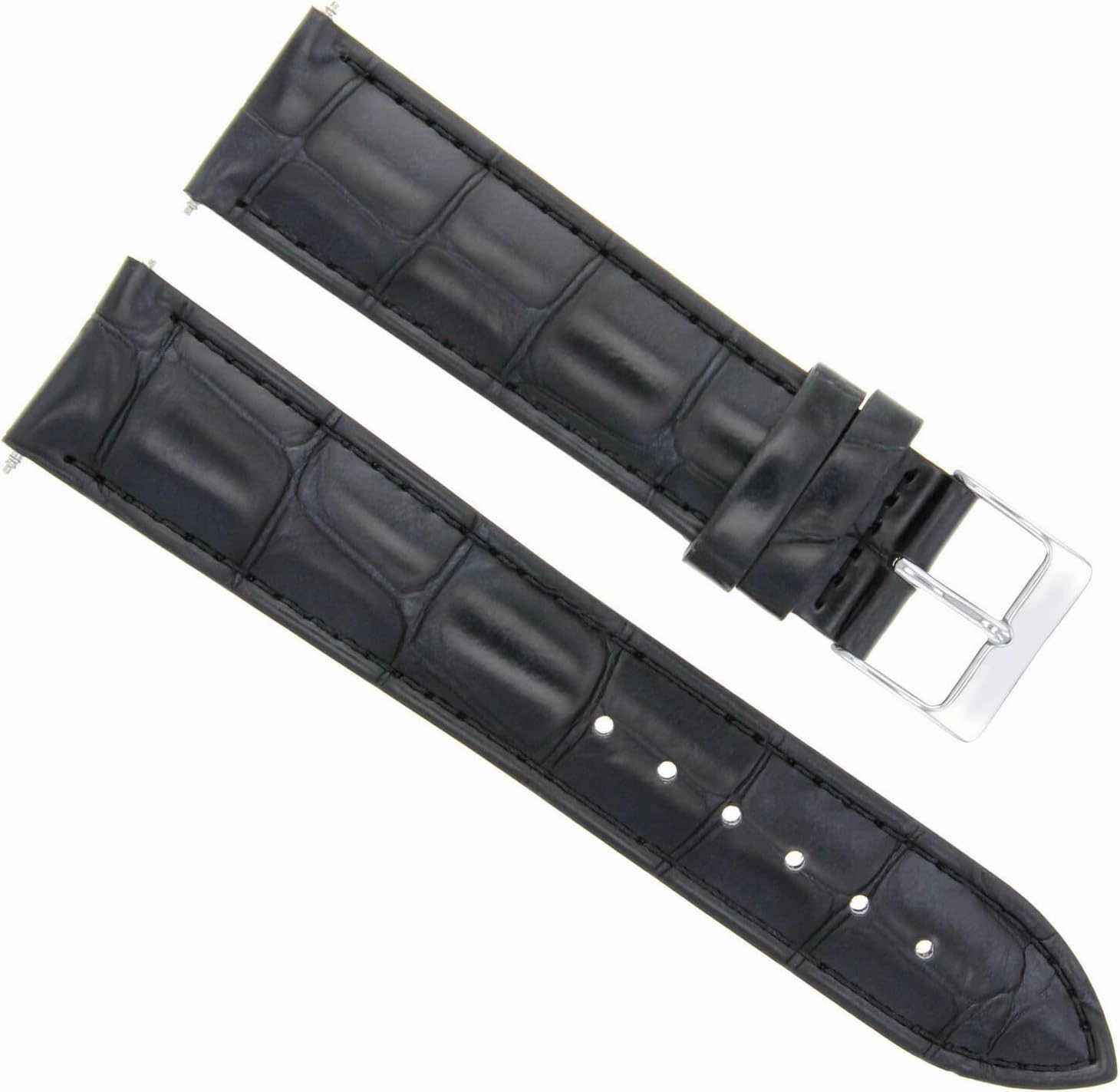 Ewatchparts 20mm Leather Watch Band Strap Compatible With Franck Muller Vangurd V 45 Sc Dt Auto Watch Black